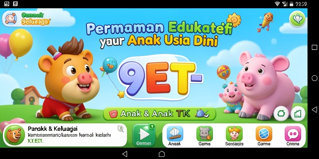 Tampilan antarmuka colorful dari aplikasi Game Anak TK.