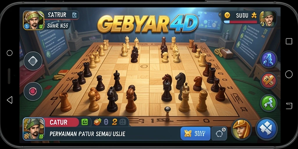 Antarmuka menarik dan interaktif dari GEBYAR4D saat bermain Catur.