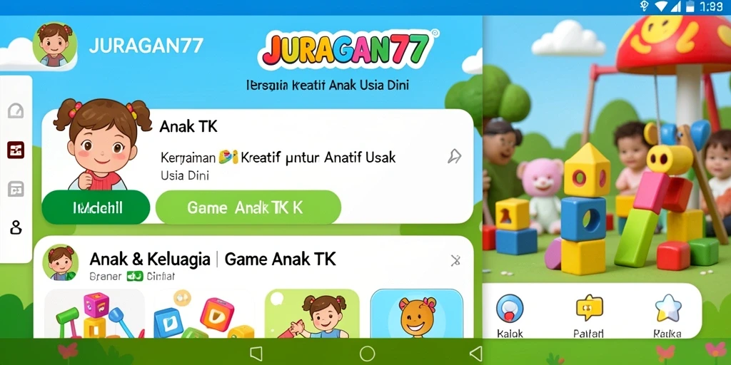 Tampilan antarmuka ceria dan ramah anak di JURAGAN77.