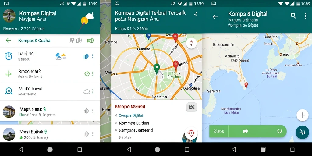Antarmuka kompas digital RP99 yang sederhana dan informatif.